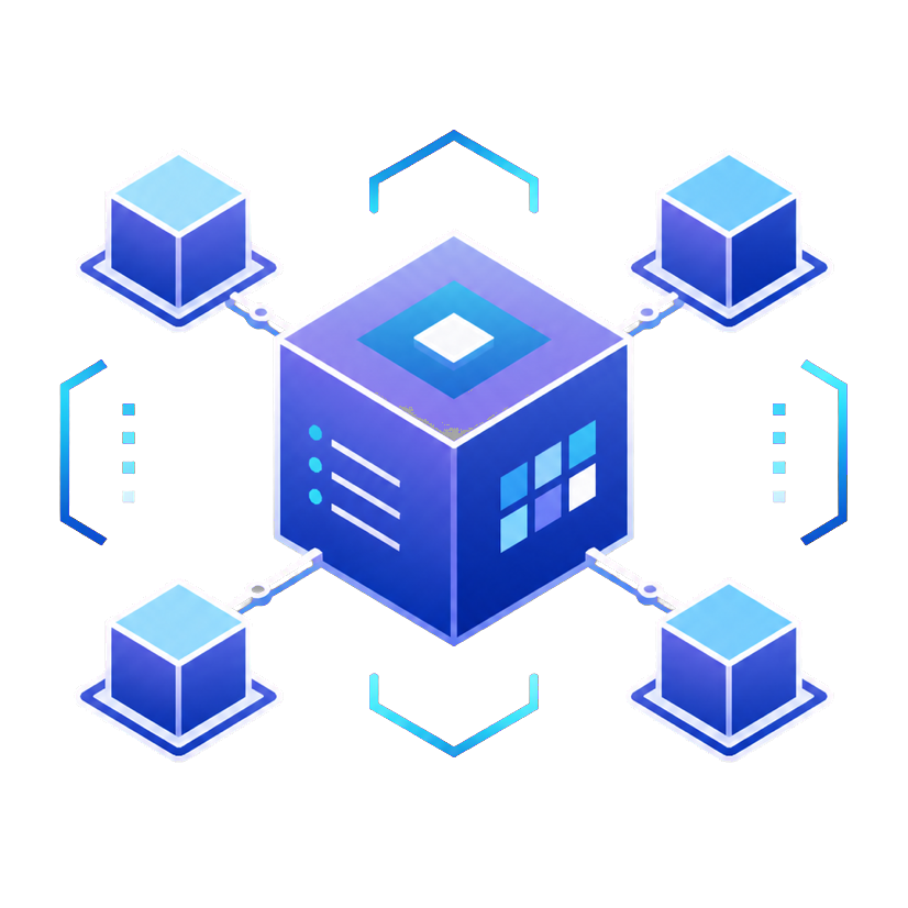 Connected package cubes representing a monorepo workspace